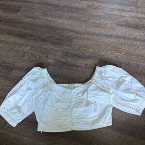 Abercrombie White Puff Sleeve Top XL